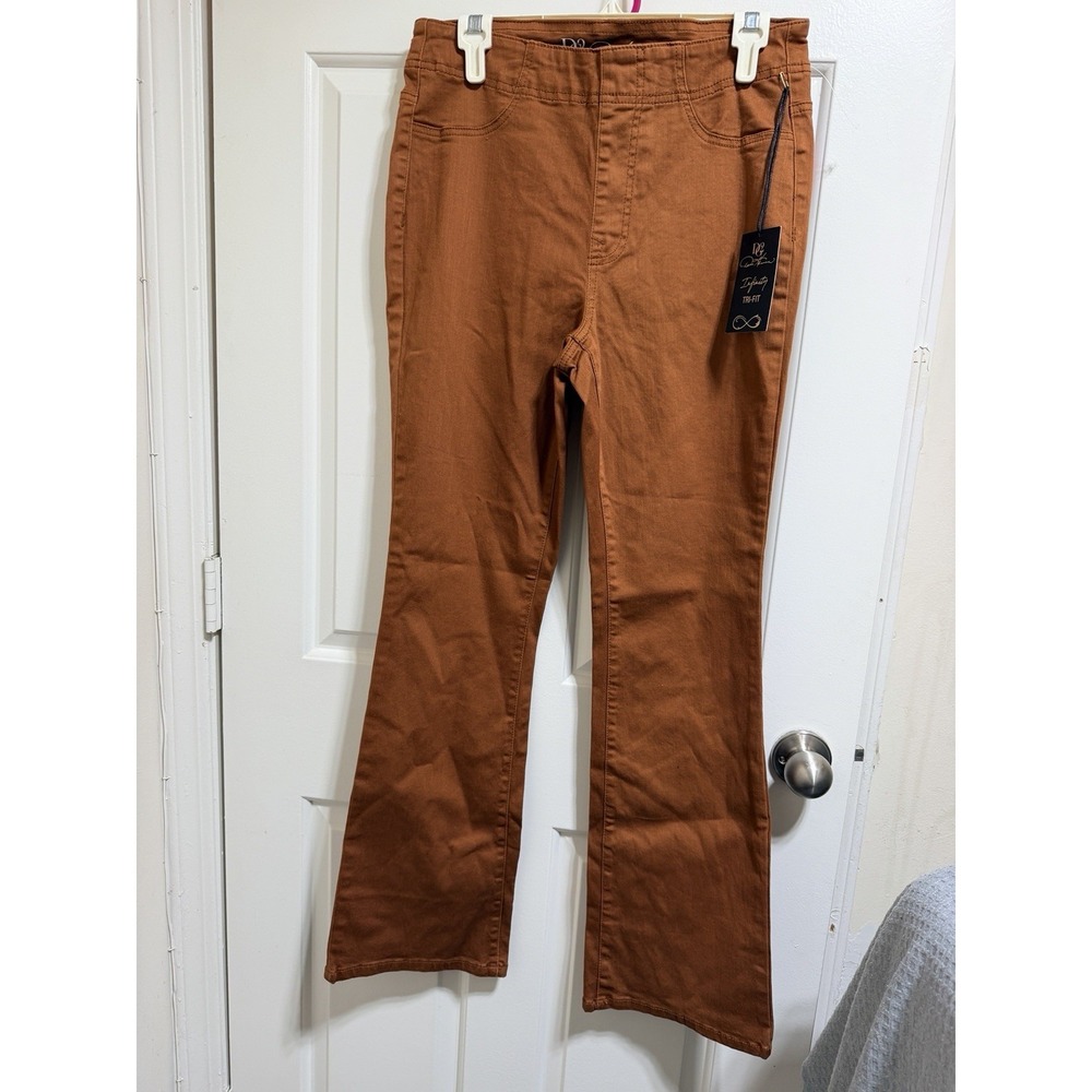 DG2 by Diane Gilman Women's Brown Fit N Flare Jeans Pull On Stretch Size 8-10-12